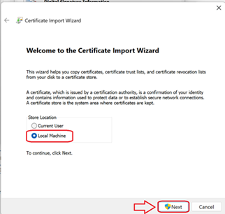 Import Cert Wizard - 1